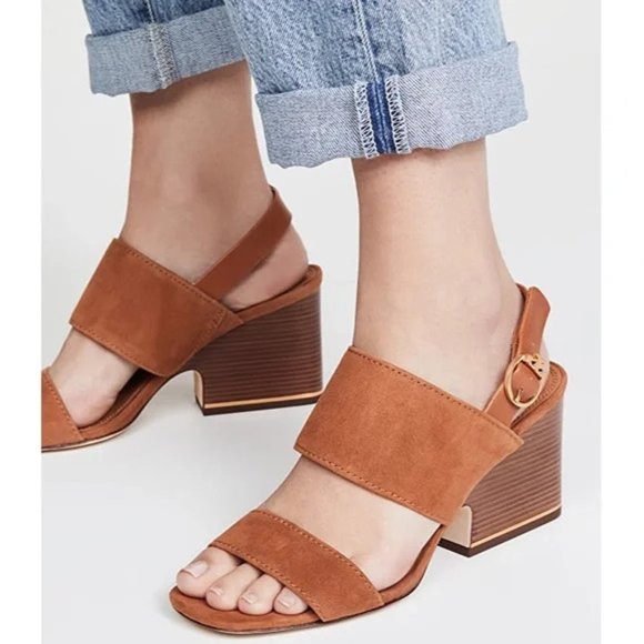 NEW Tory Burch Women's US Size 10, Selby 75mm Block Heel Suede Sandals, Ambra - Picture 6 of 6